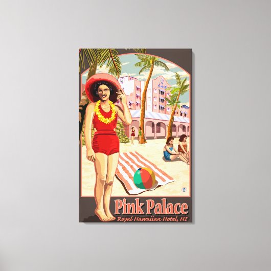 Royal Hawaiian Hotel in Hawaii Canvas Afdruk (Voorkant)
