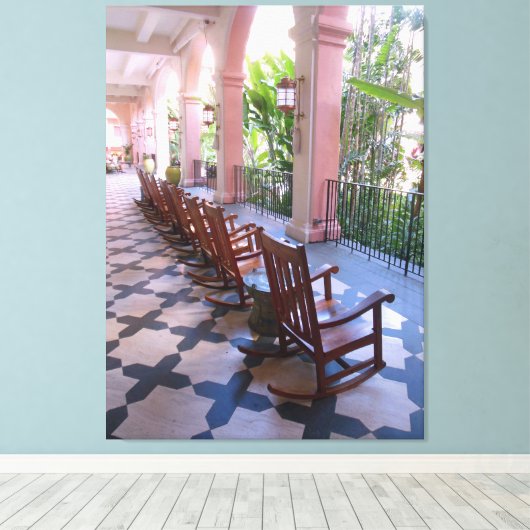 Royal Hawaiian Hotel Lanai Canvas Afdruk (Insitu (Houten vloer))