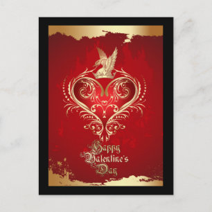 Royal Heart Red en Gold Valentijn Briefkaart