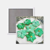 Royal Iced Green Christmas Stars Magnet (Recto/Verso)