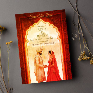 Royal Indian Palace Wedding Bewaar de datum Kaart