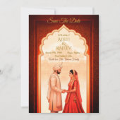 Royal Indian Palace Wedding Bewaar de datum QR-cod Kaart (Voorkant)