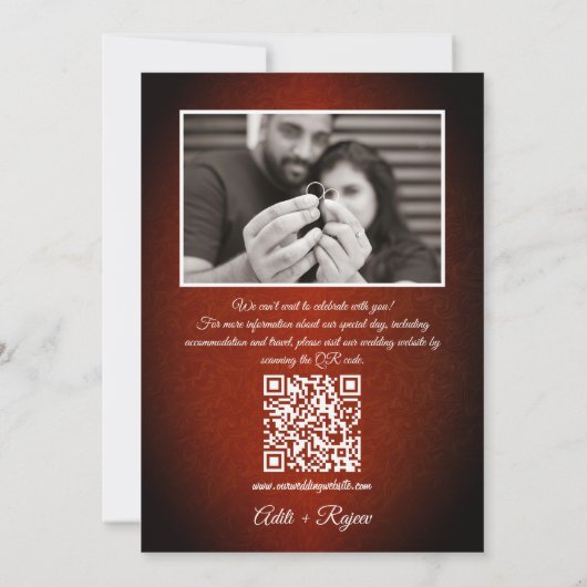 Royal Indian Palace Wedding Bewaar de datum QR-cod Kaart (Achterkant)