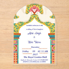 Royal Indian Wedding Invitation | Gold Traditional Acryl Uitnodigingen