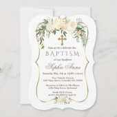 Royal Ivoor Bloem Goud Bourgondië Doop Kaart (Voorkant)