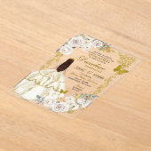 Royal Ivory Beige Princess Quinceañera Acryl Uitnodigingen (Laagn)