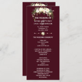 Royal Ivory Floral Burgundy Wedding Programme Programma (Voorkant / Achterkant)