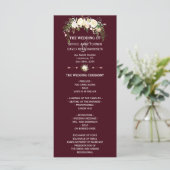 Royal Ivory Floral Burgundy Wedding Programme Programma (Staand voorkant)