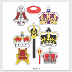 Royal King Queen Crowns Scepters cartoon Clipart Sticker