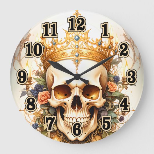 Royal King Skull Wall Clock Grote Klok (Voorkant)