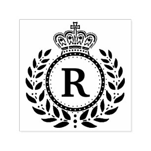 Royal Laurel krans kroon monogram   Zwart Wit Zelfinktende Stempel