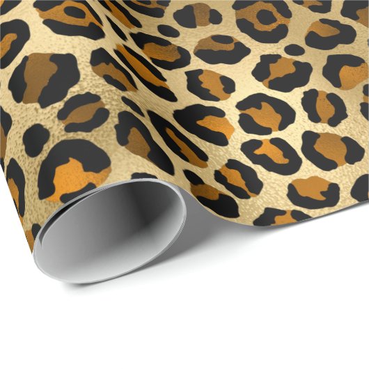 Royal Leopard Goud Zwart Oerwoud Patroon Cadeaupapier (Rol Hoek)