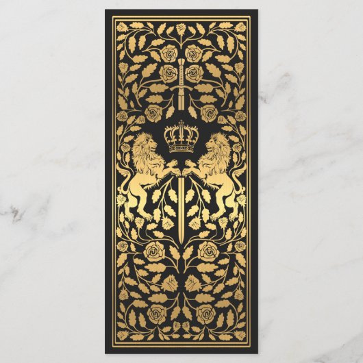 Royal Lion Médiéval Mariage Flat Menu (Dos)