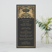 Royal Lion middeleeuws zwaard bruiloft plat menu (Staand voorkant)