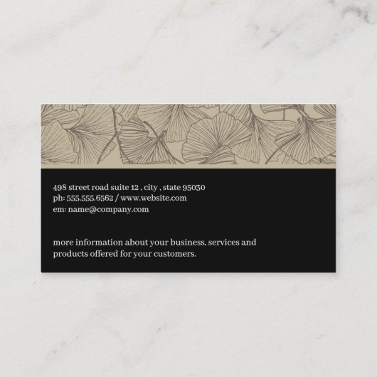 Royal Lions Crest |  ginkgopatroon Visitekaartje (Achterkant)