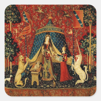 Royal Maiden en Unicorn Vierkante Sticker