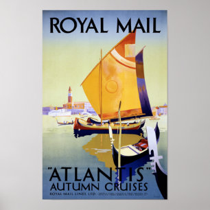 Royal Mail Atlantis Cruise Vintage Poster, terugge Poster