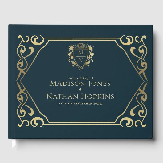 Royal Medieval Fantasy Monogram Weddenschap Gastenboek (Voorkant)