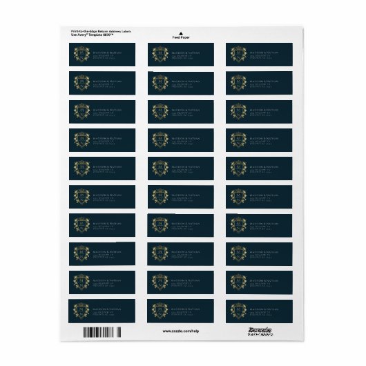 Royal Medieval Fantasy Monogram Weddenschap Label (Full Sheet)