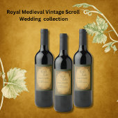 Royal Medieval  Scroll Wedding Wijn Etiket