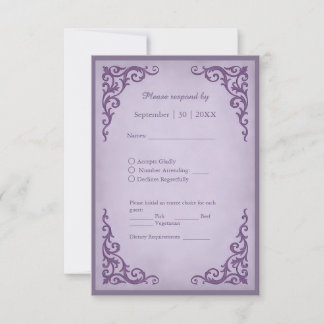 Royal Medieval Vintage Scroll Wedding RSVP Card Kaartje