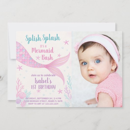 Royal Mermaid Princess Invitation d'anniversaire (Devant)