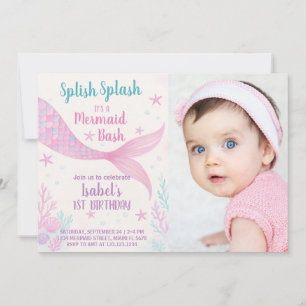 Royal Mermaid Princess verjaardagsuitnodiging Kaart