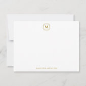 Royal Monogram Crest Luxe Goud Gepersonaliseerd Notitiekaartje (Voorkant)