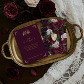 Royal Muse Fantasy Plum Bloemen & Lion Crest Informatiekaartje
