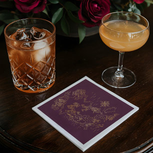 Royal Muse Medieval Fantasy Old Wereldkaart Weddin Servet