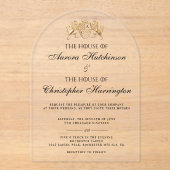 Royal Muse Medieval Fantasy Plum Floral Wedding Acryl Uitnodigingen (Voorkant)