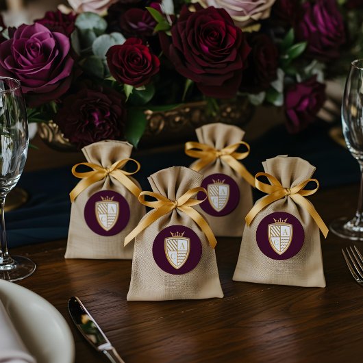 Royal Muse Middeleeuwse Fantasie Monogram Crest Br Ronde Sticker