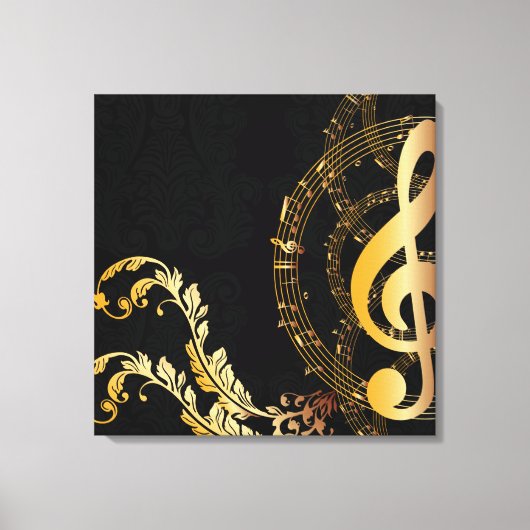 Royal Music Note zwart gold Canvas Afdruk (Voorkant)