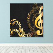 Royal Music Note zwart gold Canvas Afdruk (Insitu (Houten vloer))