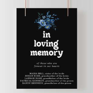 Royal Navy Blauwe Bloemige 'In Loving Memory' Bord Poster
