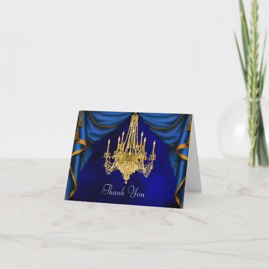 Royal Navy Blue Gold Chandelier Merci Cartes (Devant)