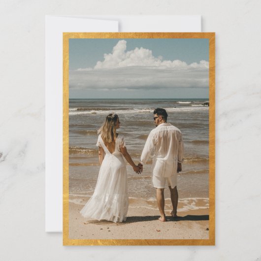 Royal Navy Blue Gold Faire-part de mariage avec ph (Dos)