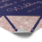 Royal Navy Blue Roos Gold Confetti Glitter Wedding Poster (Hoek)