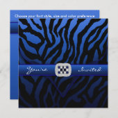Royal Navy Blue Zebra Feest Kaart (Voorkant / Achterkant)