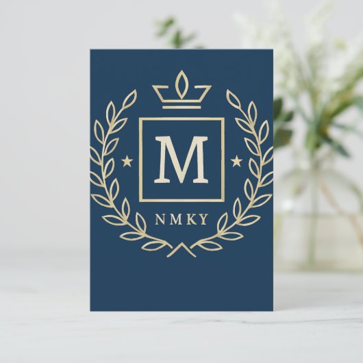 "Royal NMKY Emblem – Monogram M Crest Design" Bedankkaart (Staand voorkant)