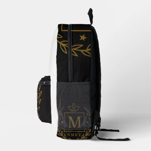 "Royal NMKY Emblem – Monogram M Crest Design" Bedrukte Rugzak (Rechts)