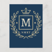 "Royal NMKY Emblem – Monogram M Crest Design" Feestdagenkaart (Voorkant)