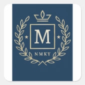 "Royal NMKY Emblem – Monogram M Crest Design" Vierkante Sticker (Voorkant)