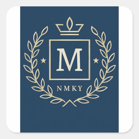 "Royal NMKY Emblem – Monogram M Crest Design" Vierkante Sticker (Voorkant)