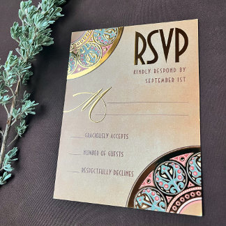 Royal Nouveau Echt Goud Folie RSVP Uitnodiging Briefkaart
