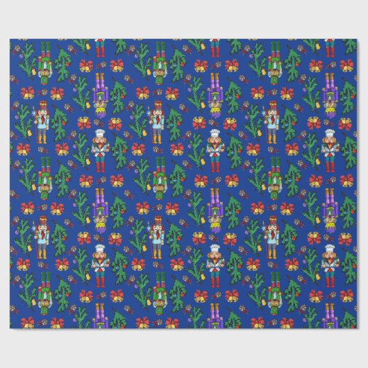 Royal Nutcracker en Wreath Pattern Cadeaupapier (Vlak)