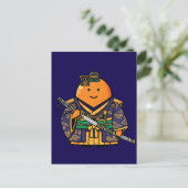 Royal Orange Samurai Officer Japanese Kimono Briefkaart (Staand voorkant)