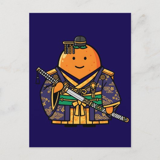 Royal Orange Samurai Officer Japanese Kimono Briefkaart (Voorkant)
