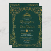 Royal Ornament Emerald Green Fancy Elegant Quince Kaart (Voorkant / Achterkant)