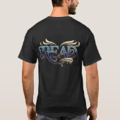 Royal Ornate Blue & Gold "READ" Masterpiece T-shirt (Achterkant)
